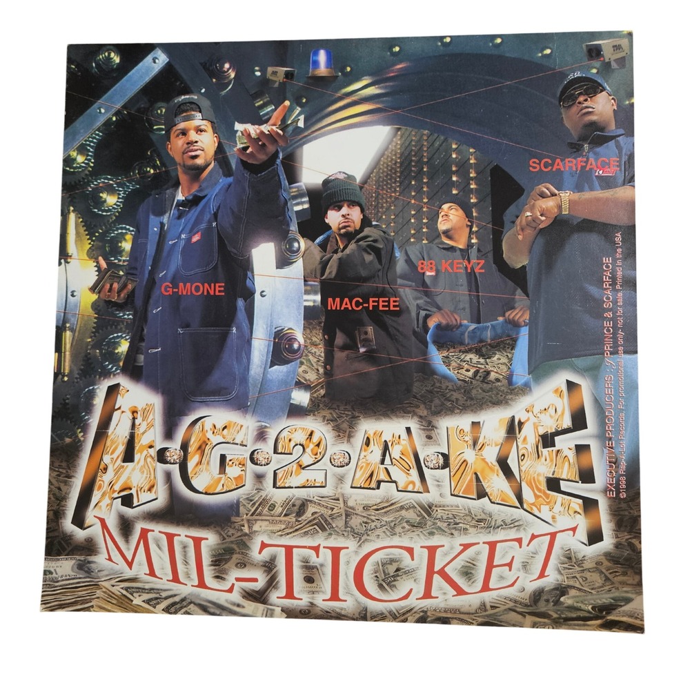 A-G-2-A-KE Mil-Ticket 1998 Promo‎ Flat Album Poster 12x12 Double Sided Rap-A-Lot